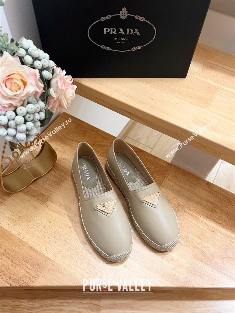 Prada Leather Espadrilles Flat Beige 2024 0611 (HB-240611076)