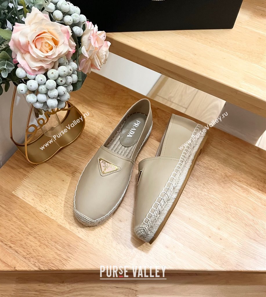 Prada Leather Espadrilles Flat Beige 2024 0611 (HB-240611076)