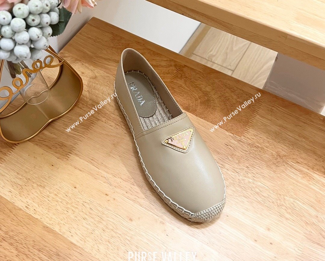 Prada Leather Espadrilles Flat Beige 2024 0611 (HB-240611076)