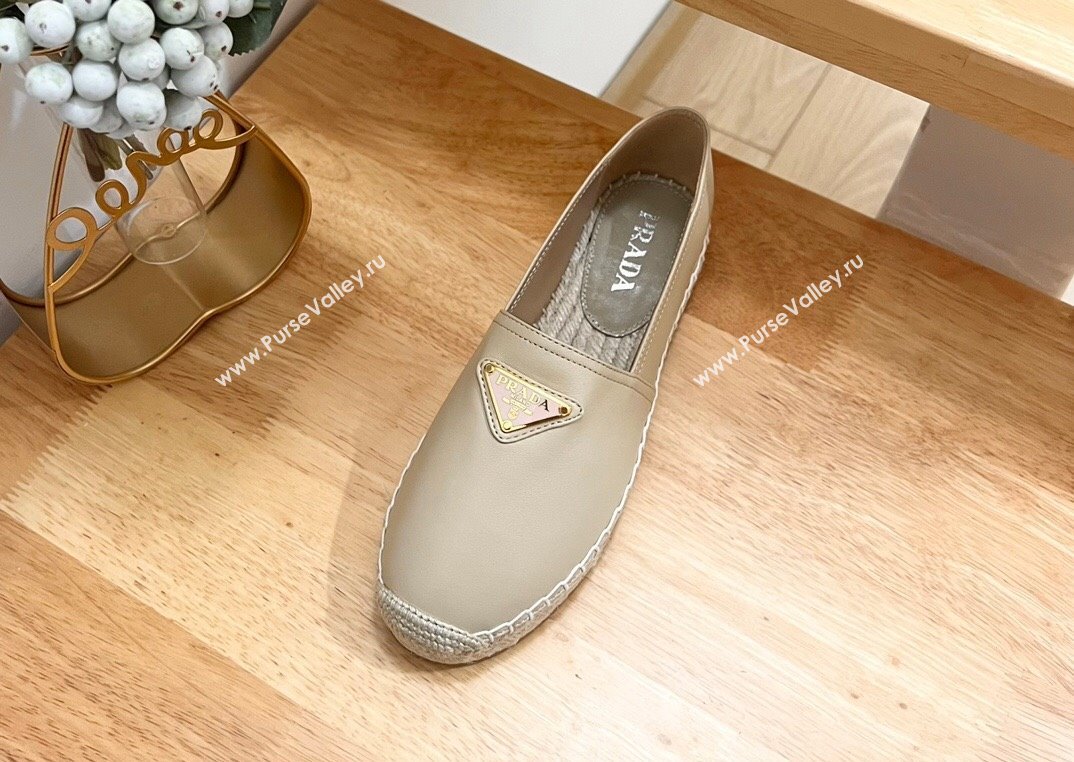 Prada Leather Espadrilles Flat Beige 2024 0611 (HB-240611076)