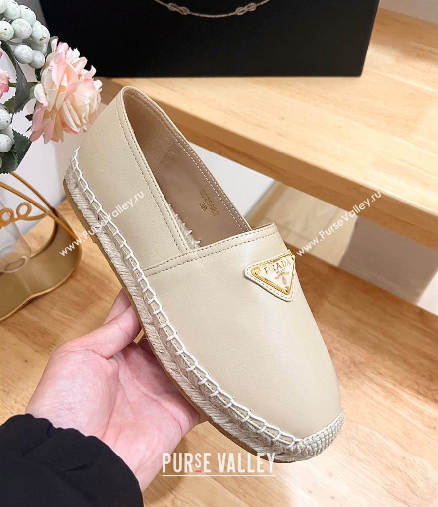 Prada Leather Espadrilles Flat Beige 2024 0611 (HB-240611076)