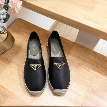 Prada Leather Espadrilles Flat Black 2024 0611 (HB-240611077)