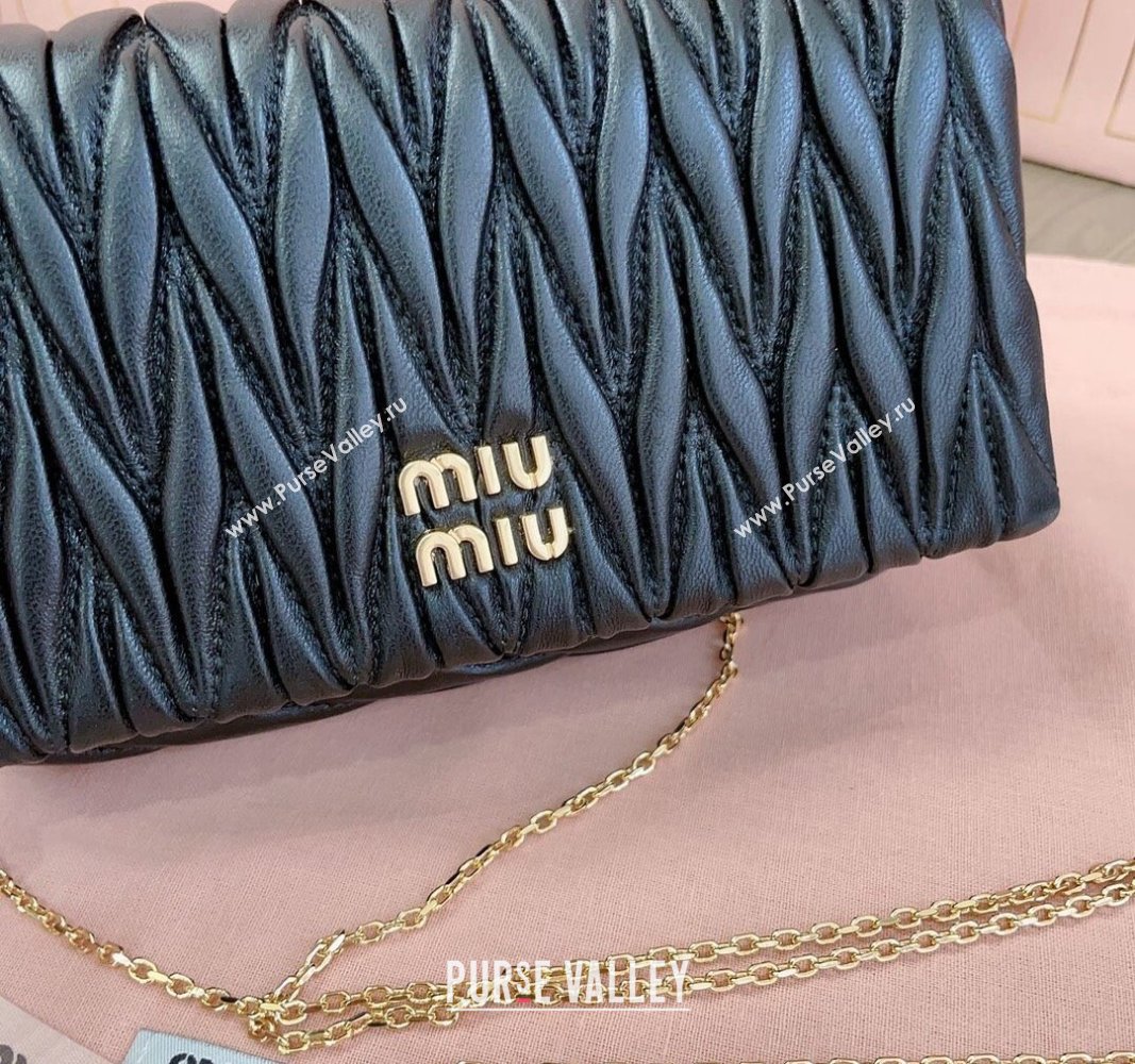 Miu Miu Matelasse Nappa Leather Chain Mini bag Black 2024 5BP086 (JD-240622050)