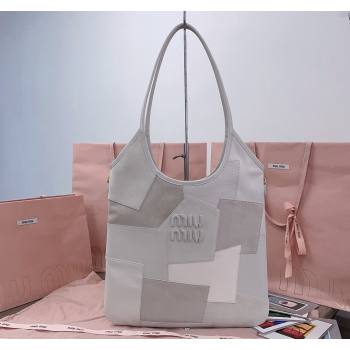 Miu Miu IVY Patchwork Leather Tote Bag Grey 2024 5BG231 (JD-240622047)