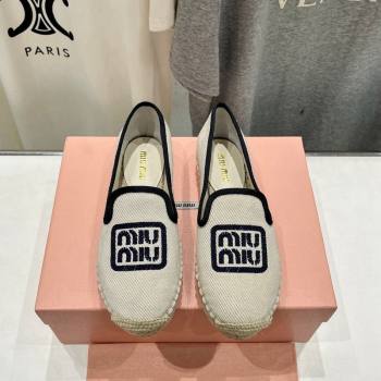 Miu Miu Canvas Espadrilles Flat Light Beige/Blue 2024 0703 (MD-240703136)