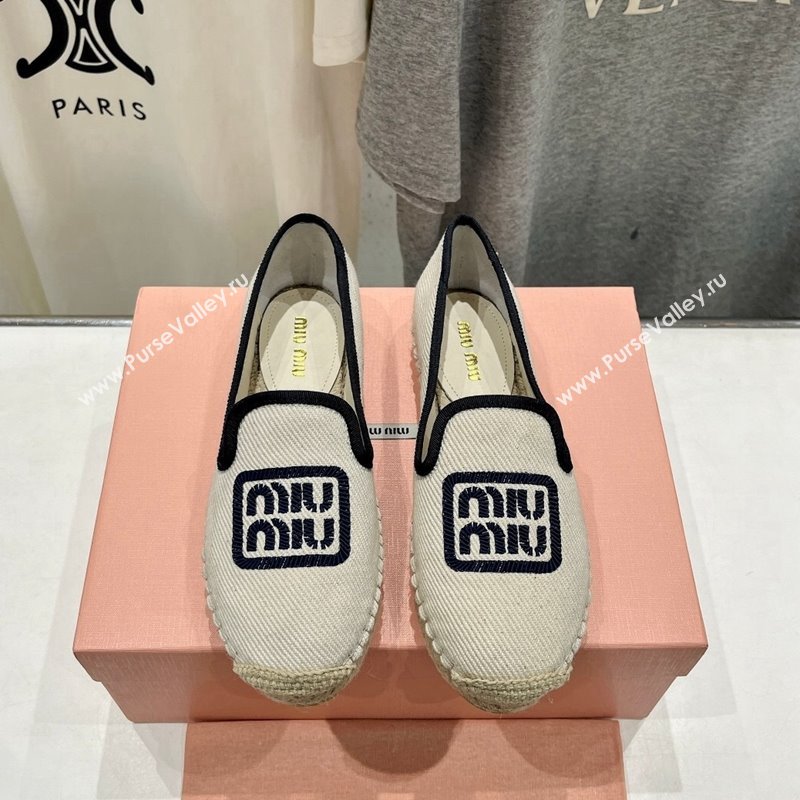 Miu Miu Canvas Espadrilles Flat Light Beige/Blue 2024 0703 (MD-240703136)