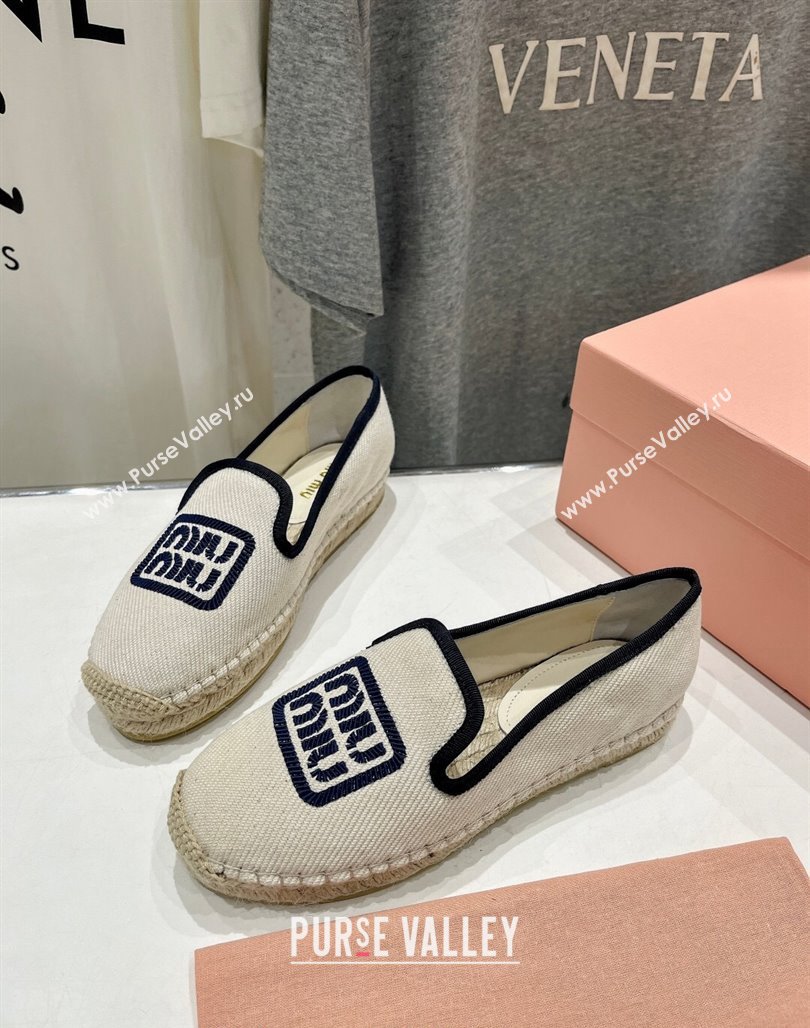 Miu Miu Canvas Espadrilles Flat Light Beige/Blue 2024 0703 (MD-240703136)