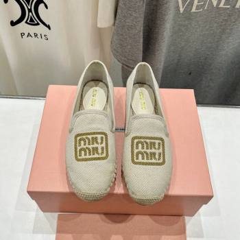 Miu Miu Canvas Espadrilles Flat Light Beige/Gold 2024 0703 (MD-240703137)