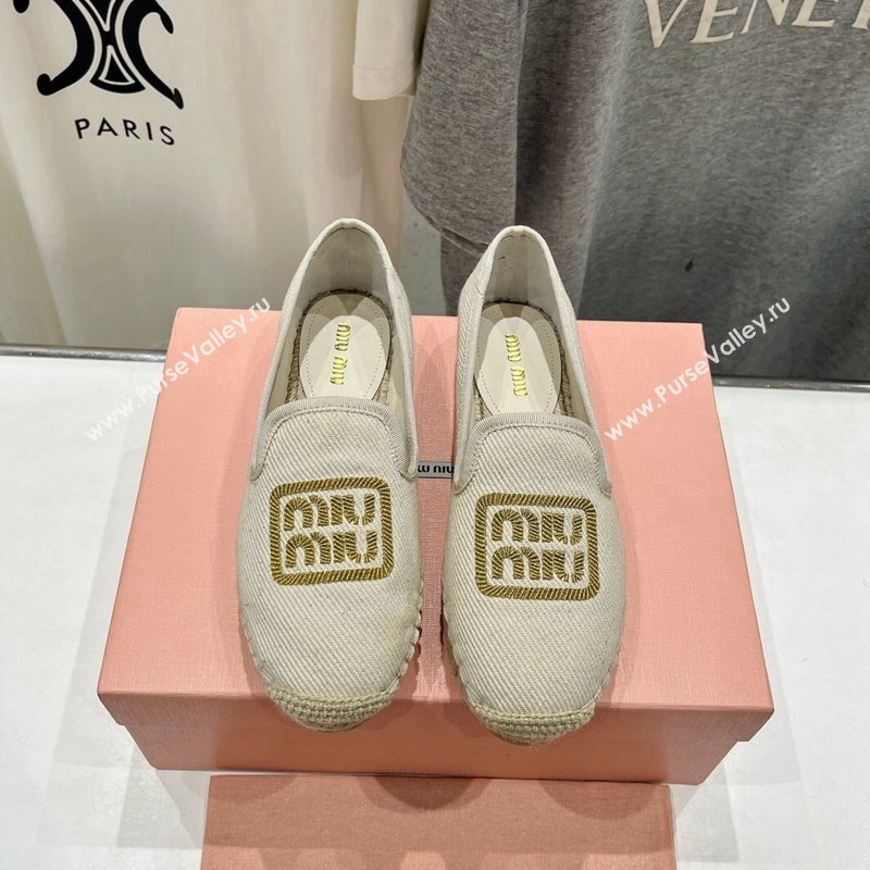 Miu Miu Canvas Espadrilles Flat Light Beige/Gold 2024 0703 (MD-240703137)