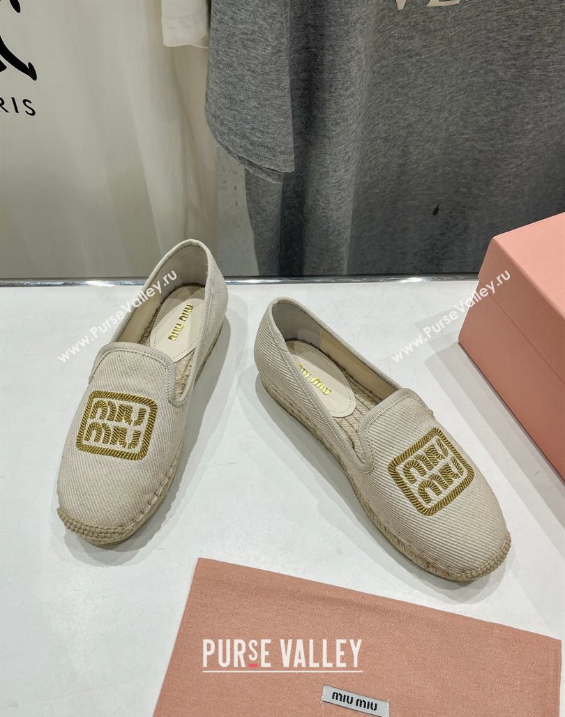 Miu Miu Canvas Espadrilles Flat Light Beige/Gold 2024 0703 (MD-240703137)