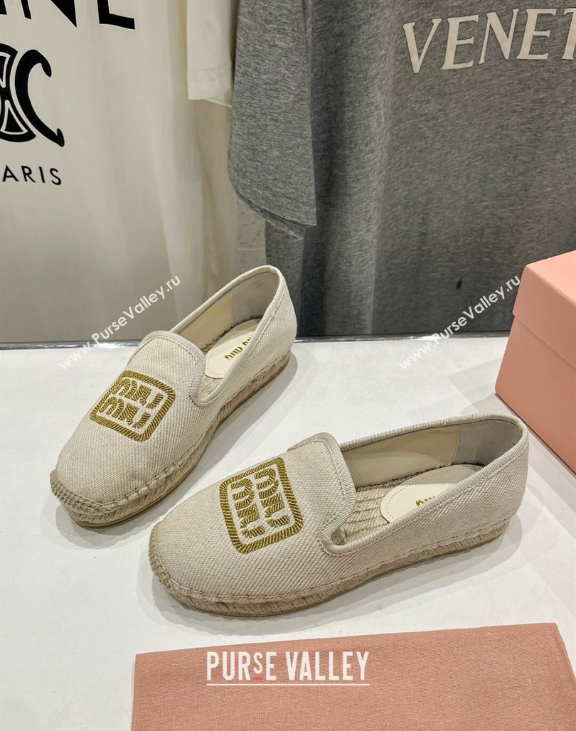 Miu Miu Canvas Espadrilles Flat Light Beige/Gold 2024 0703 (MD-240703137)