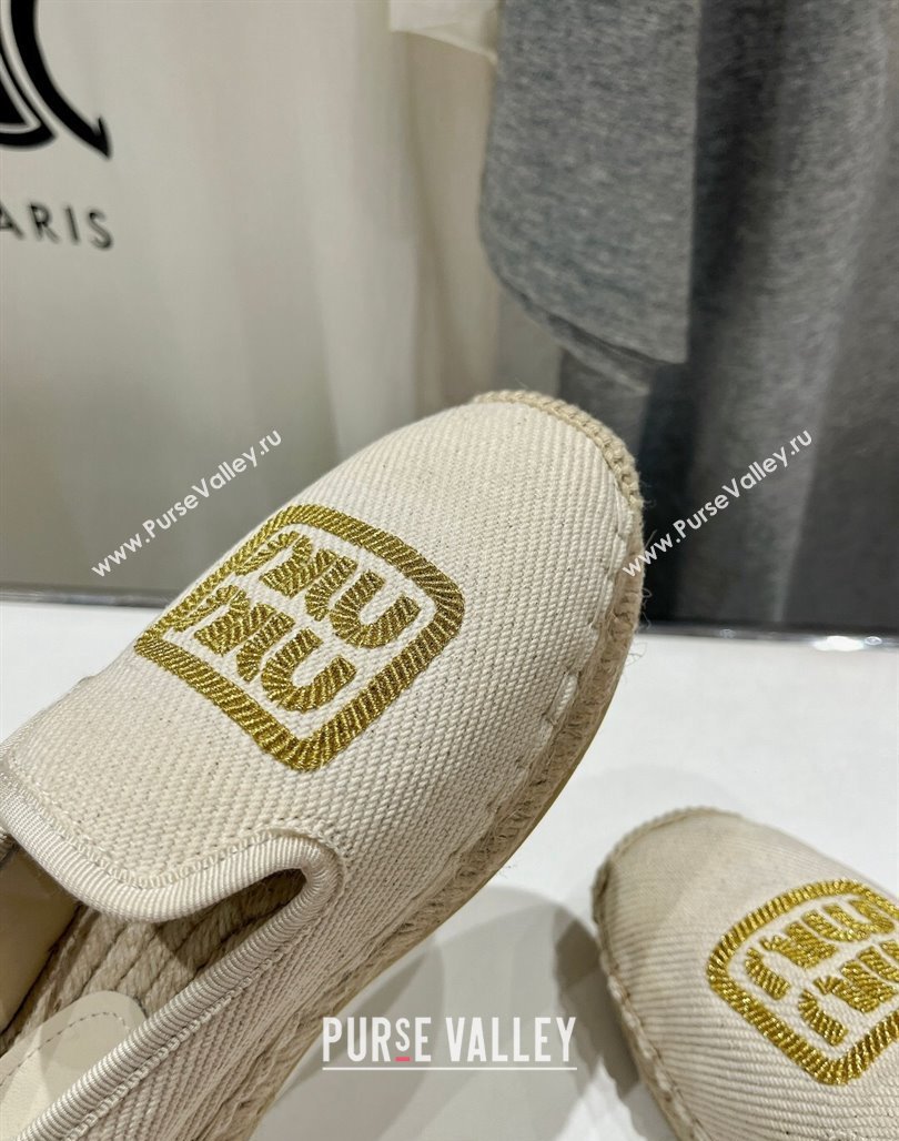 Miu Miu Canvas Espadrilles Flat Light Beige/Gold 2024 0703 (MD-240703137)