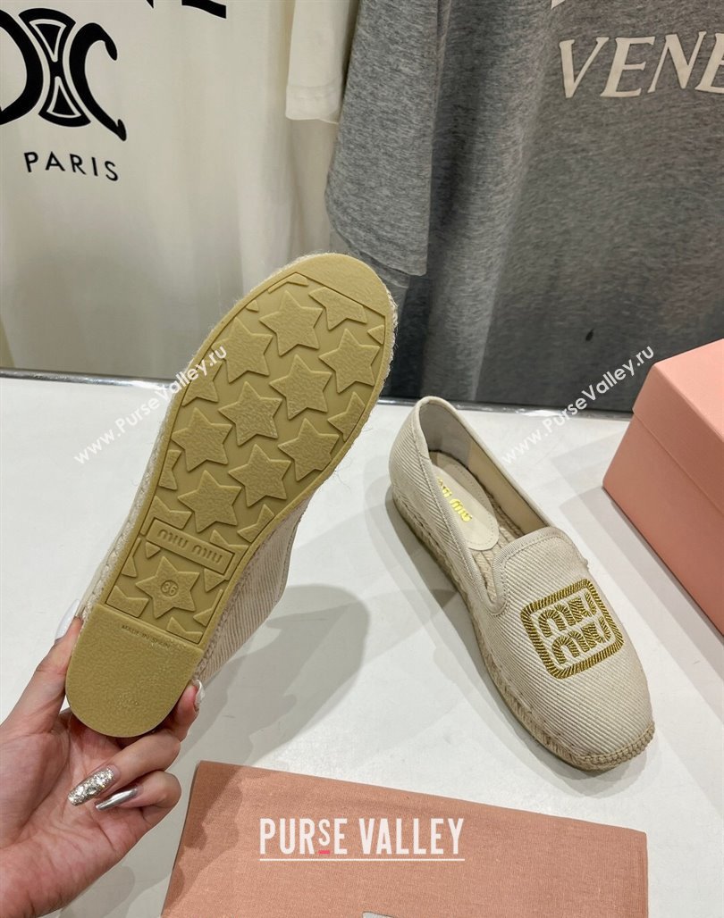 Miu Miu Canvas Espadrilles Flat Light Beige/Gold 2024 0703 (MD-240703137)