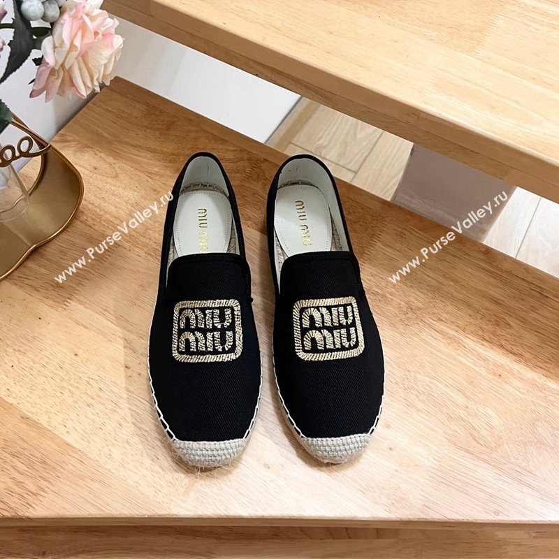 Miu Miu Canvas Espadrilles Flat Black 2024 0703 (MD-240703139)