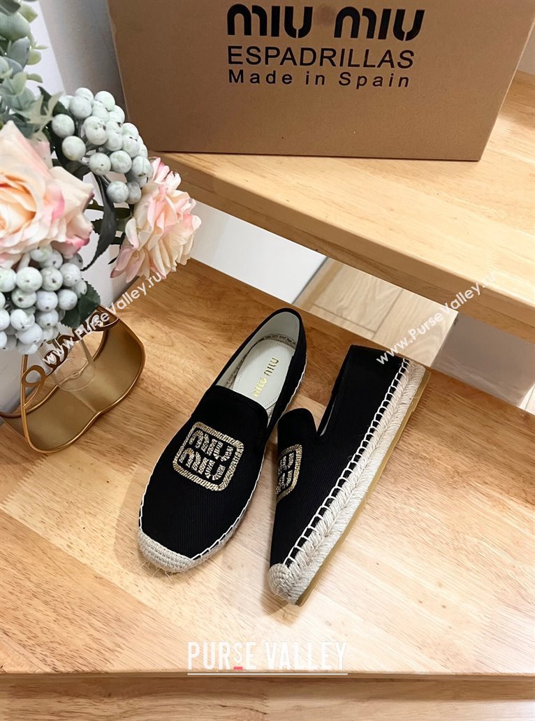 Miu Miu Canvas Espadrilles Flat Black 2024 0703 (MD-240703139)