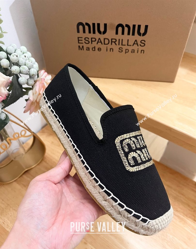 Miu Miu Canvas Espadrilles Flat Black 2024 0703 (MD-240703139)