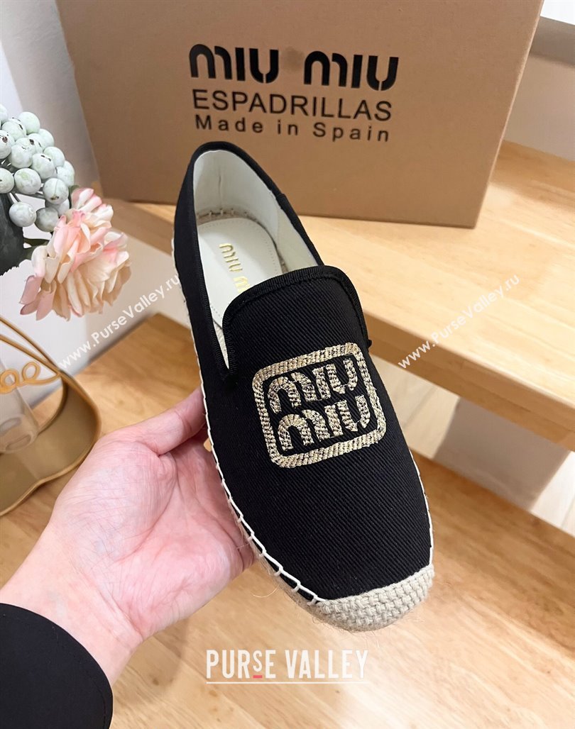 Miu Miu Canvas Espadrilles Flat Black 2024 0703 (MD-240703139)