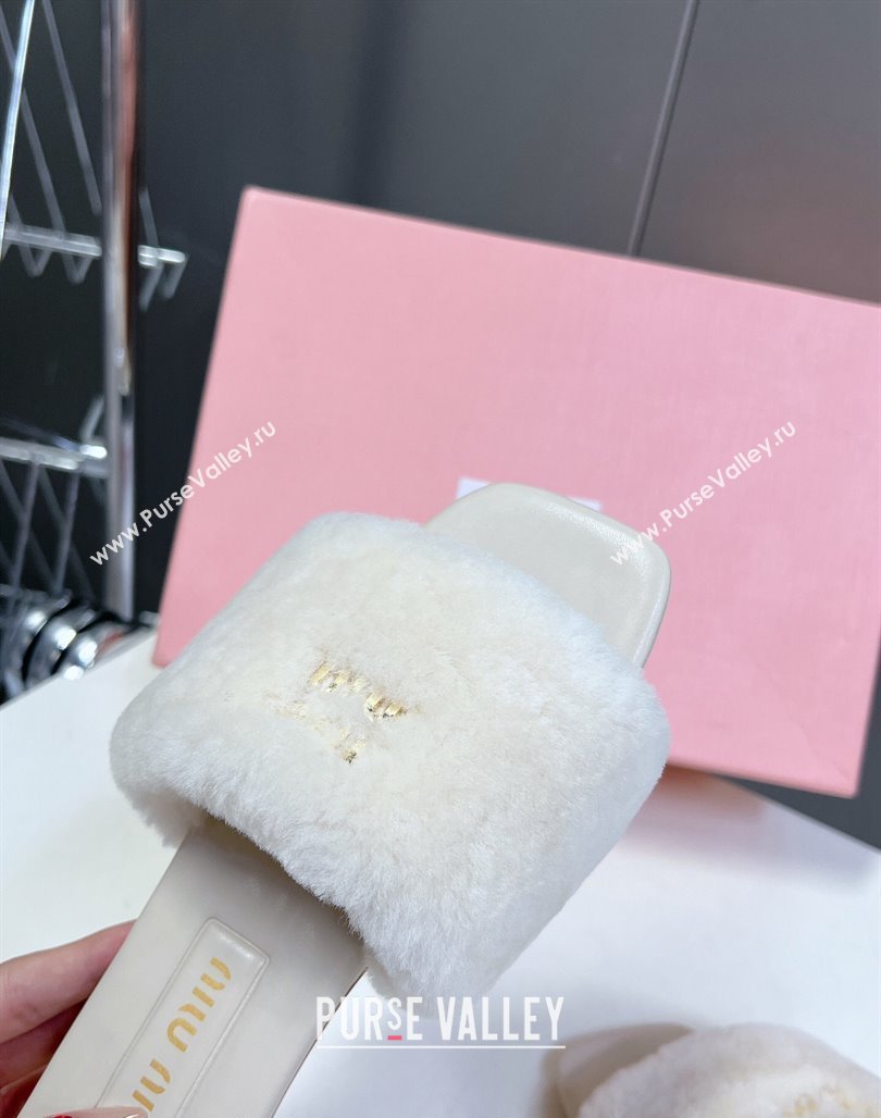 Miu Miu Wool Flat Slides Sandal Pale Grey 2024 071905 (MD-240719111)