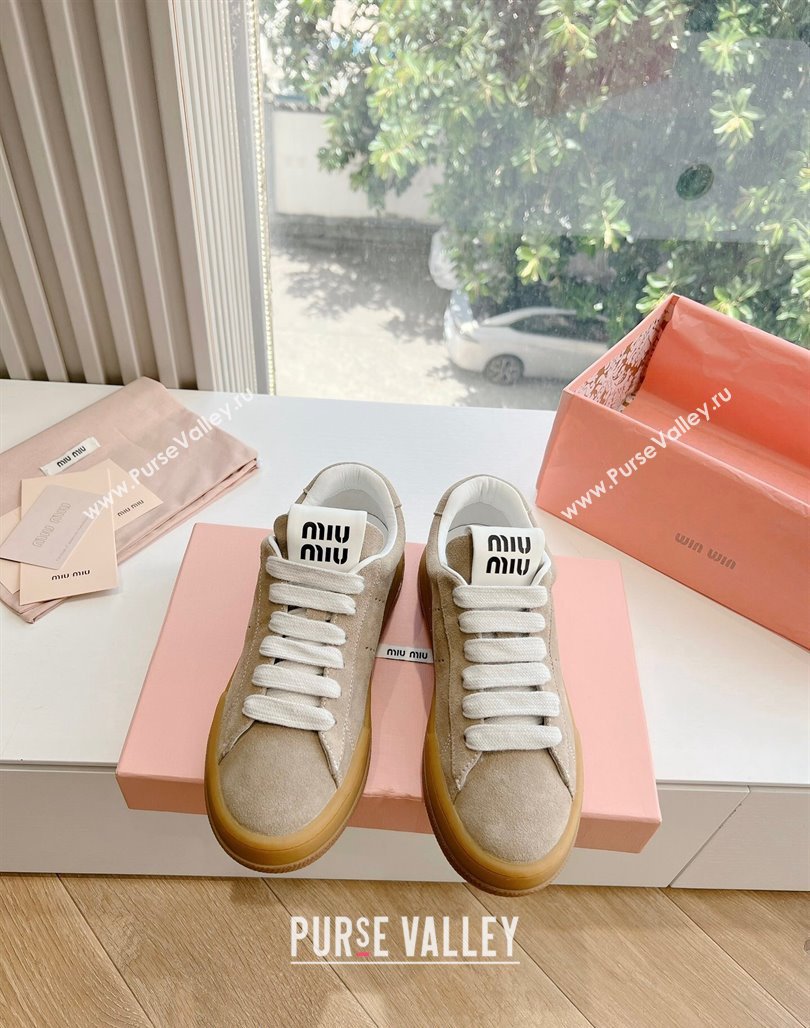 Miu Miu Suede Sneakers Beige 2024 G08 (KL-240719100)