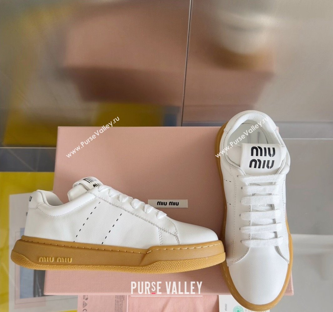 Miu Miu Leather Sneakers White 2024 071904 (KL-240719107)