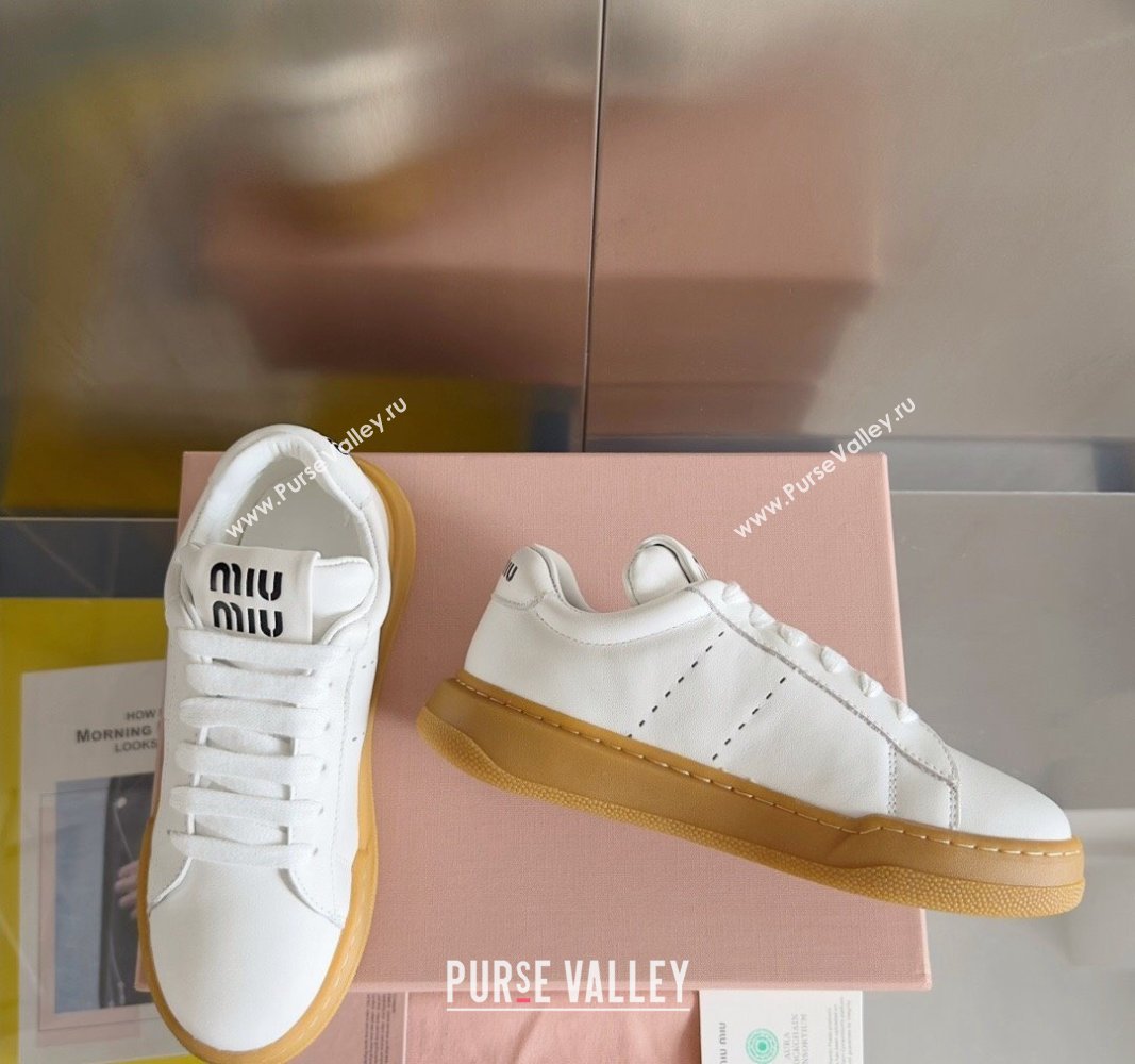 Miu Miu Leather Sneakers White 2024 071904 (KL-240719107)