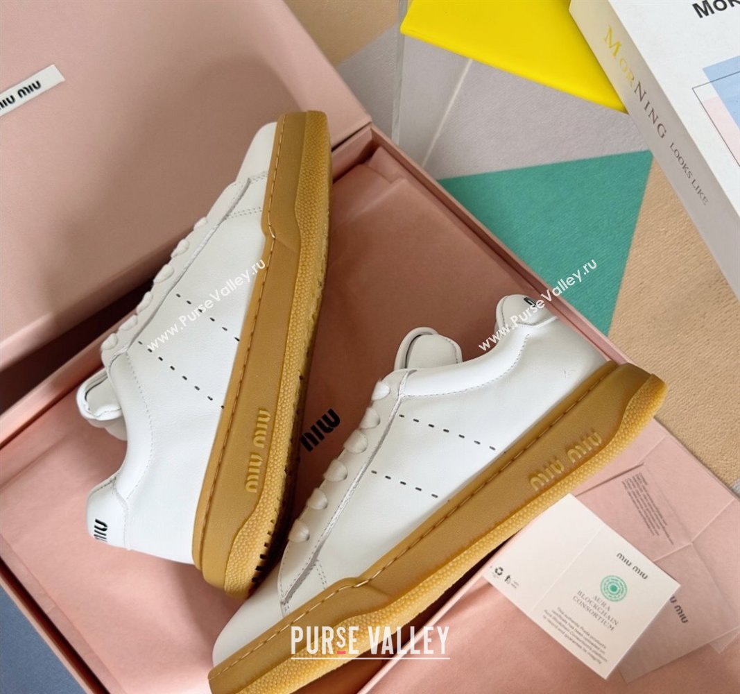 Miu Miu Leather Sneakers White 2024 071904 (KL-240719107)