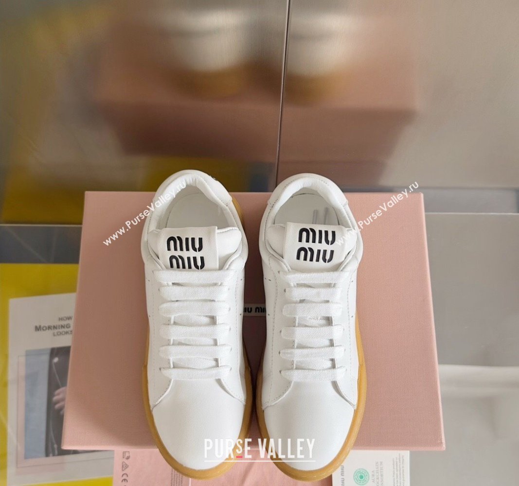 Miu Miu Leather Sneakers White 2024 071904 (KL-240719107)