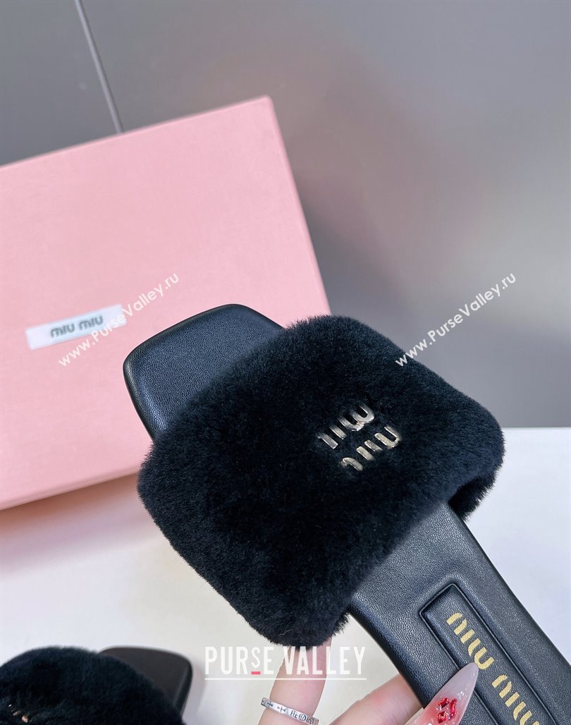 Miu Miu Wool Flat Slides Sandal Black 2024 071905 (MD-240719108)