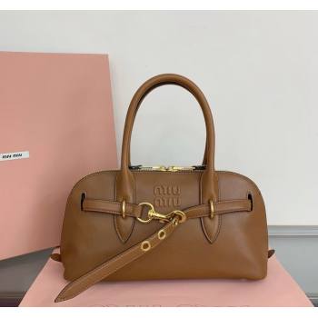 Miu Miu Aventure nappa leather top-handle bag Tan Brown 2024 5BB168 (LN-240805056)