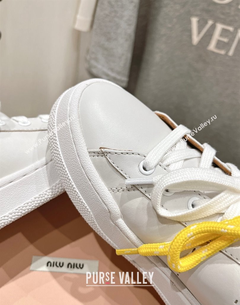 Miu Miu Leather Sneakers White/Brown 2024 081306 (MD-240813065)