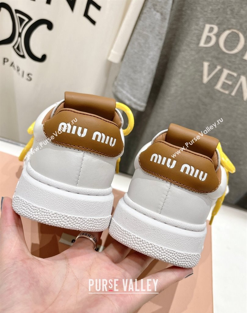 Miu Miu Leather Sneakers White/Brown 2024 081306 (MD-240813065)