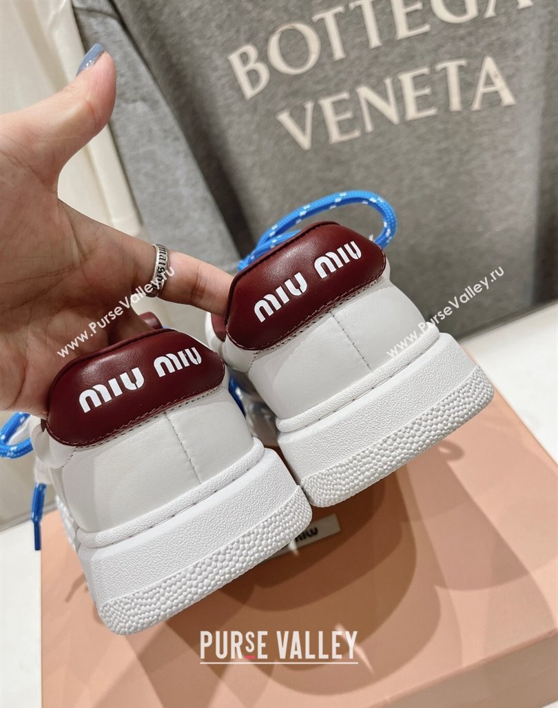 Miu Miu Leather Sneakers White/Dark Burgundy 2024 081306 (MD-240813066)