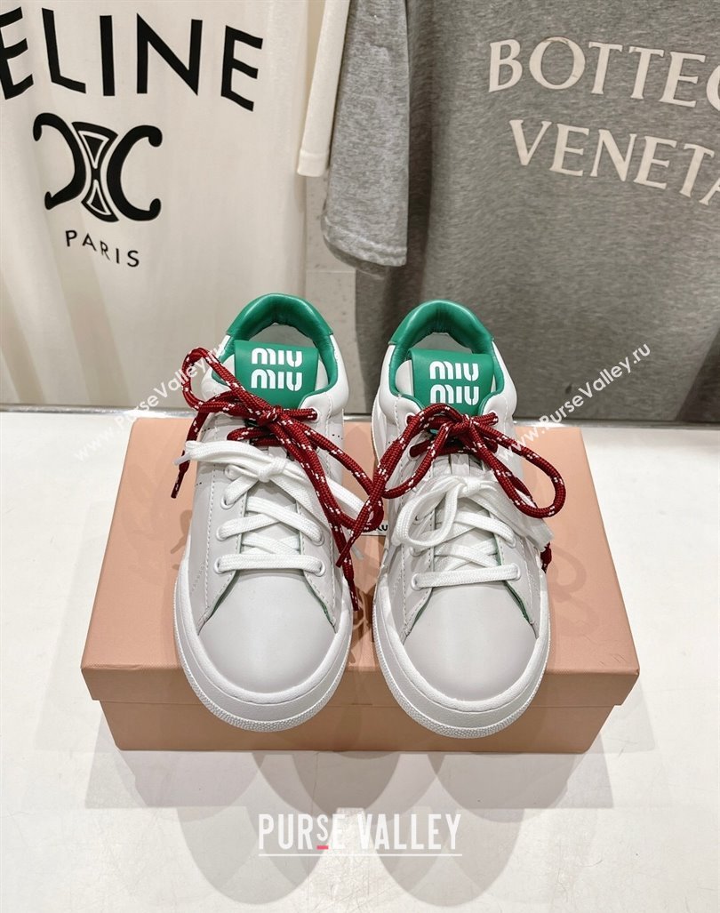 Miu Miu Leather Sneakers White/Green 2024 081306 (MD-240813067)