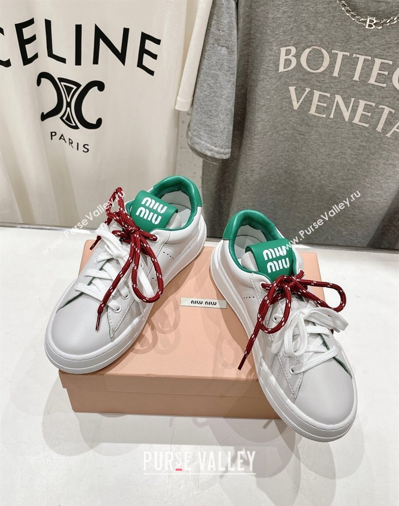 Miu Miu Leather Sneakers White/Green 2024 081306 (MD-240813067)