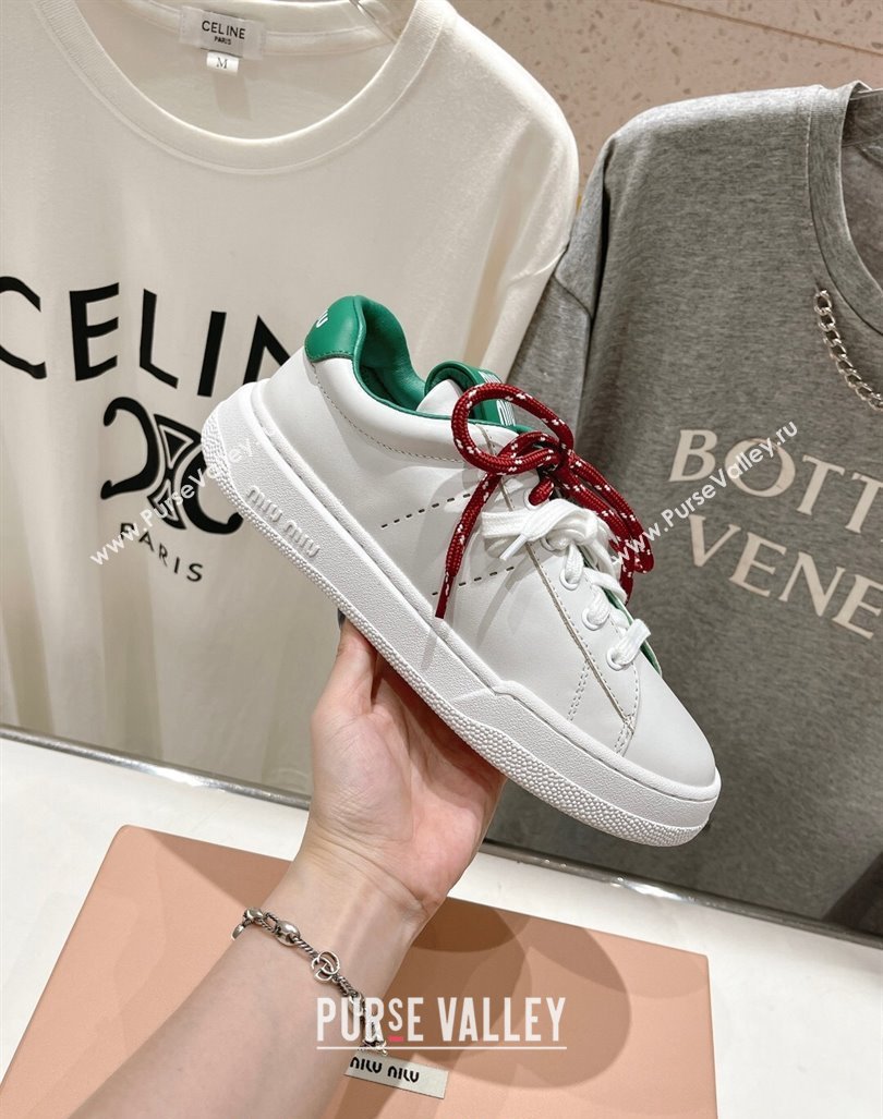 Miu Miu Leather Sneakers White/Green 2024 081306 (MD-240813067)