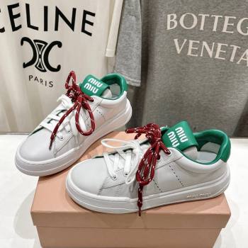 Miu Miu Leather Sneakers White/Green 2024 081306 (MD-240813067)