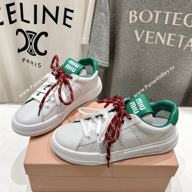 Miu Miu Leather Sneakers White/Green 2024 081306 (MD-240813067)