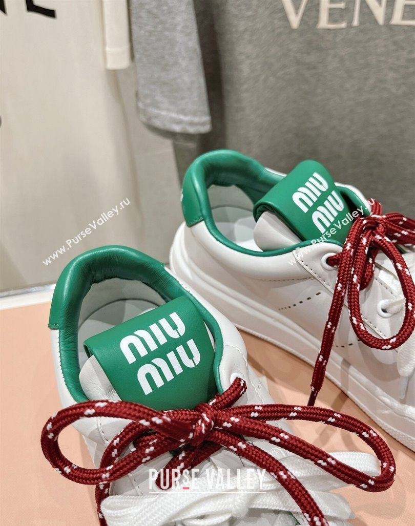 Miu Miu Leather Sneakers White/Green 2024 081306 (MD-240813067)