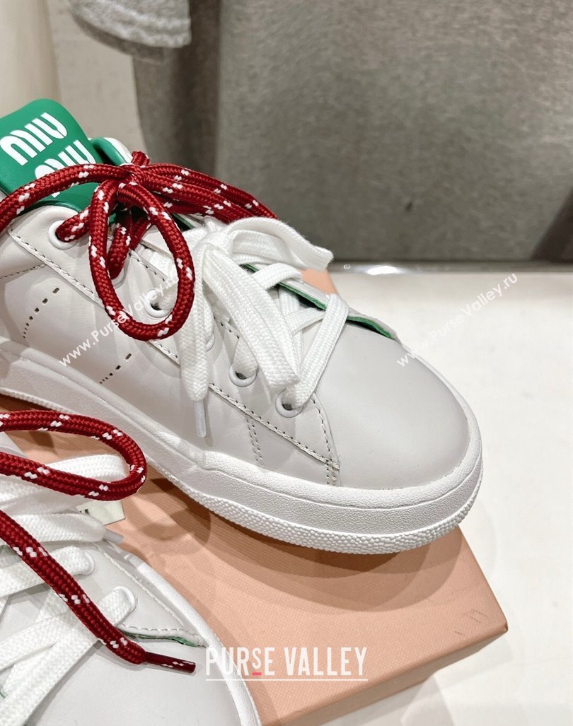 Miu Miu Leather Sneakers White/Green 2024 081306 (MD-240813067)