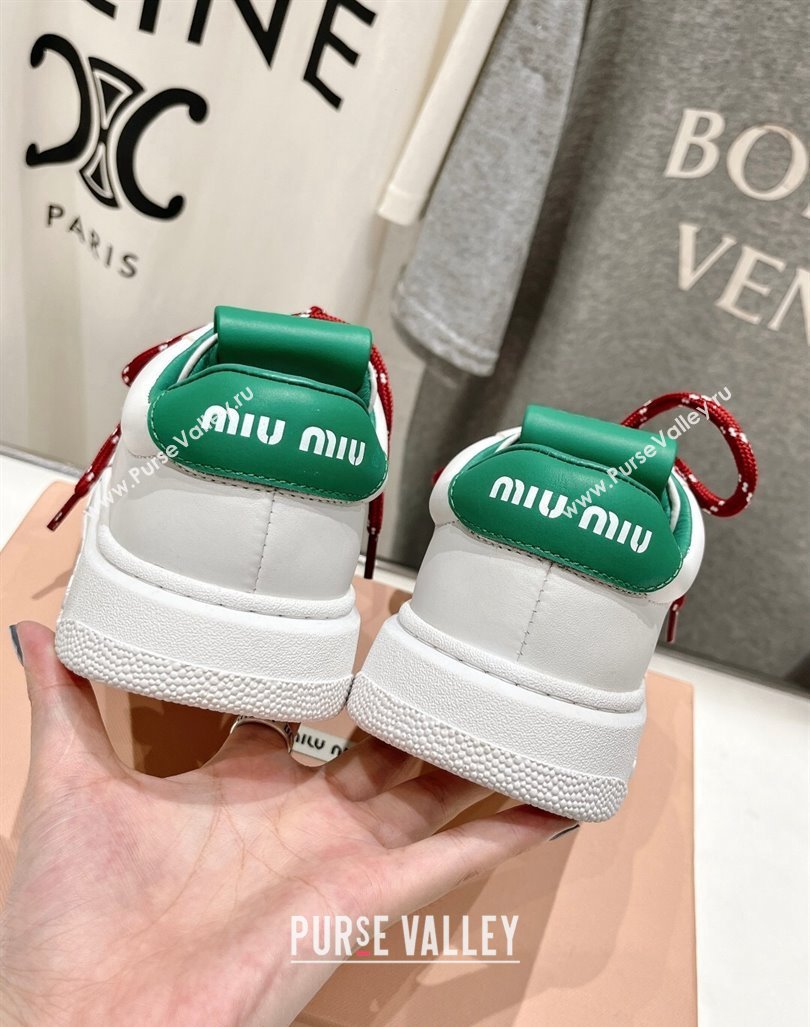 Miu Miu Leather Sneakers White/Green 2024 081306 (MD-240813067)