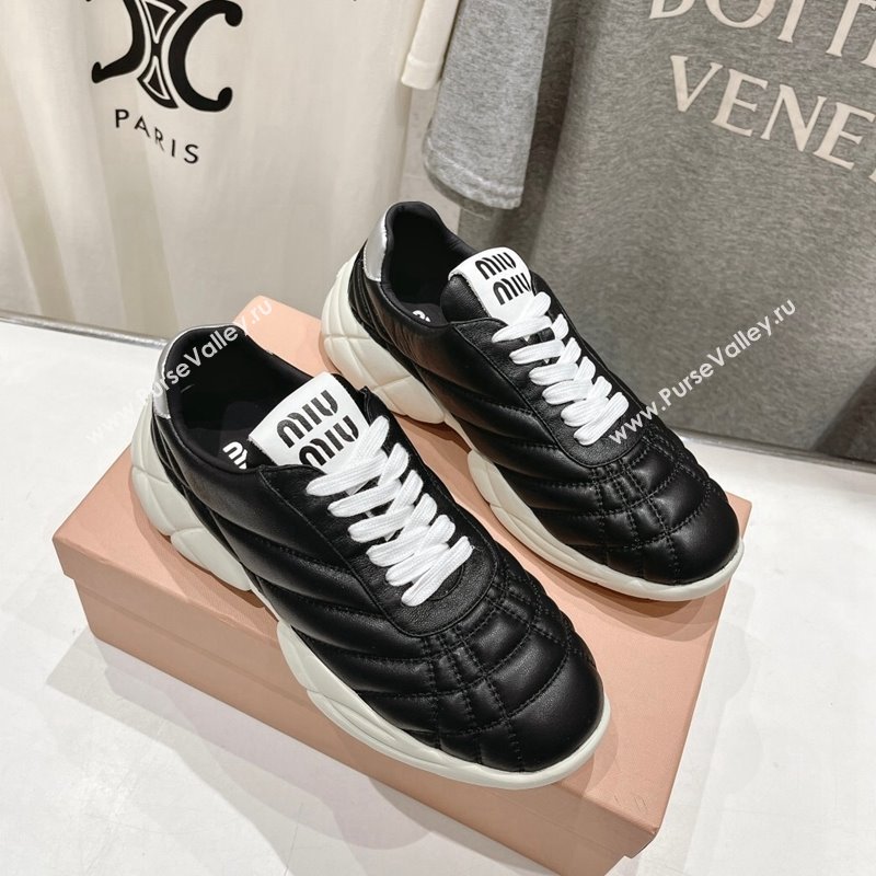 Miu Miu Quilted Leather Sneakers Black 2024 081307 (MD-240813070)