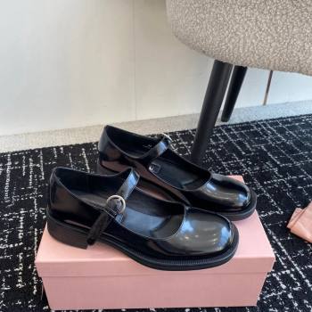 Miu Miu Shiny Calfskin Mary Janes Shoes Black 2024 081301 (SS-240813057)