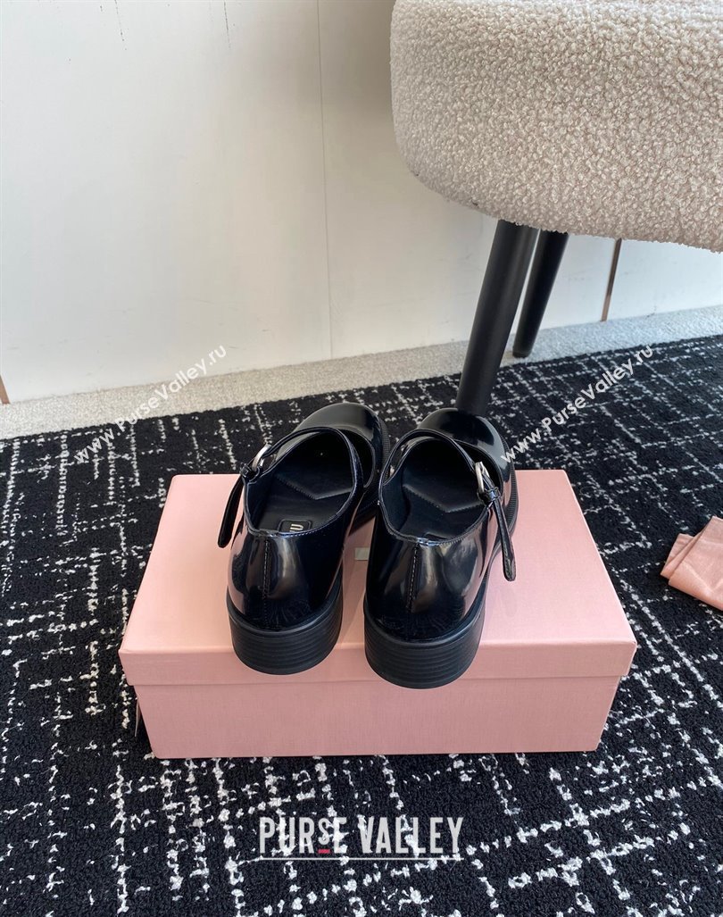 Miu Miu Shiny Calfskin Mary Janes Shoes Black 2024 081301 (SS-240813057)