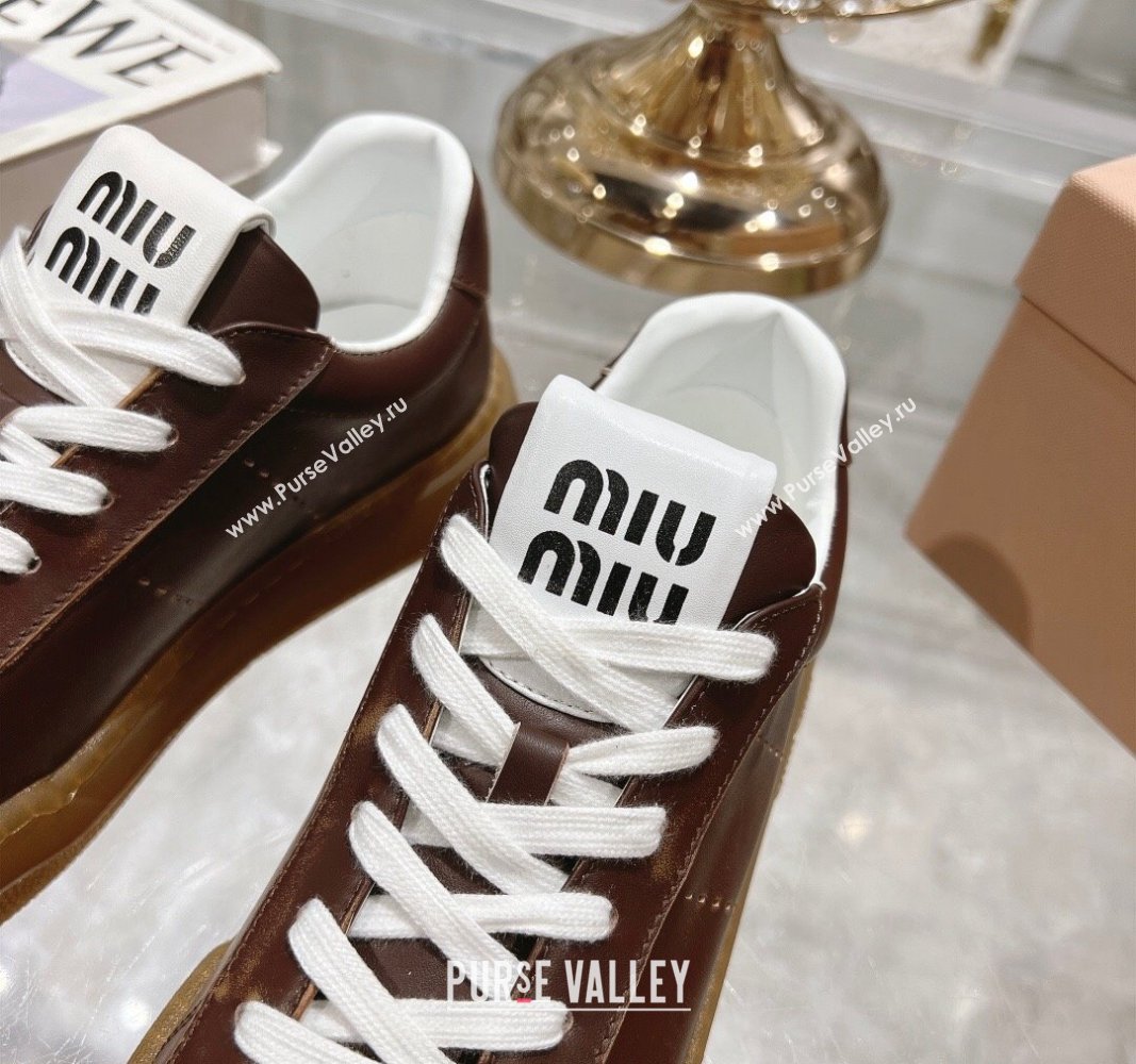 Miu Miu Leather Sneakers Brown 2024 081308 (MD-240813086)