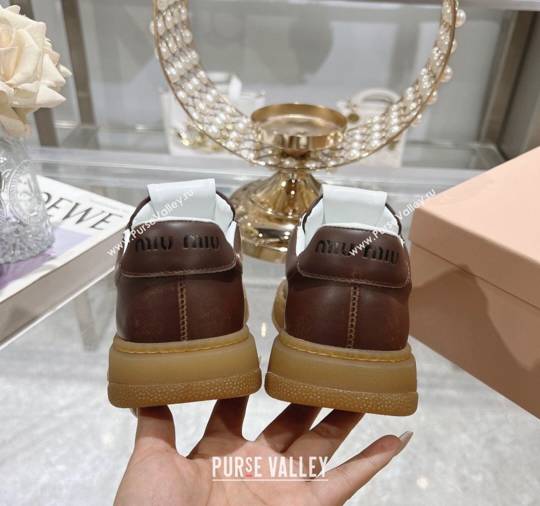 Miu Miu Leather Sneakers Brown 2024 081308 (MD-240813086)