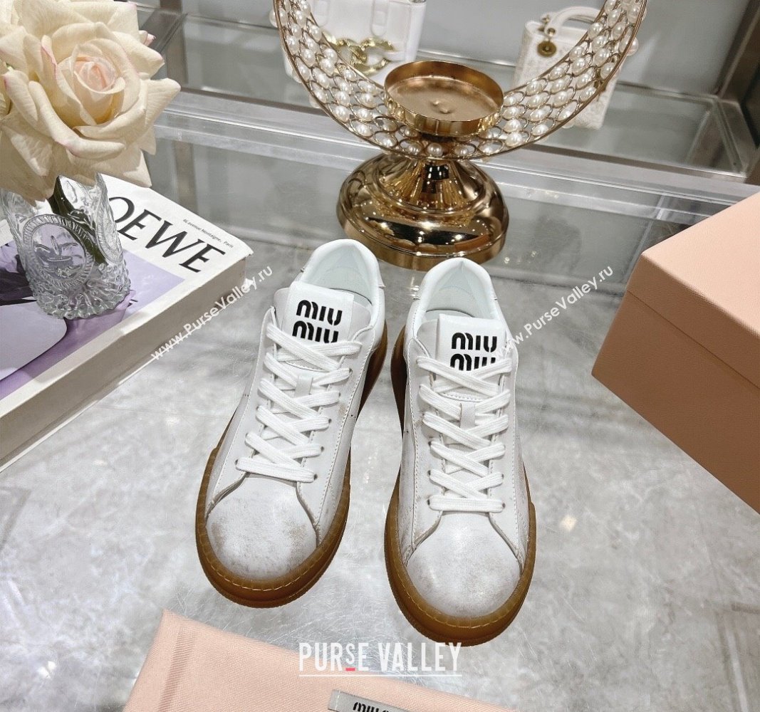 Miu Miu Bleached Suede Sneakers White 2024 081308 (MD-240813088)