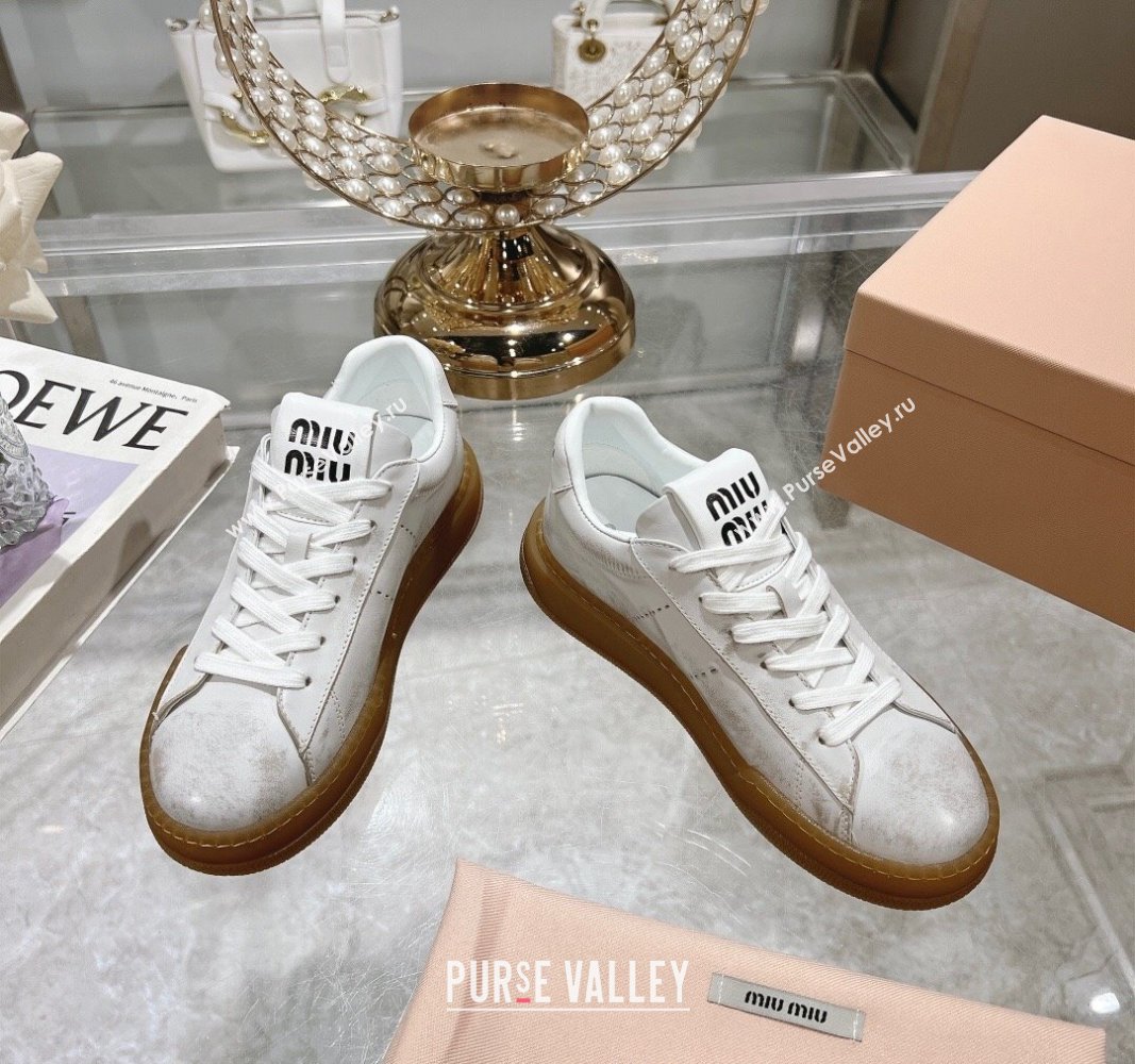 Miu Miu Bleached Suede Sneakers White 2024 081308 (MD-240813088)