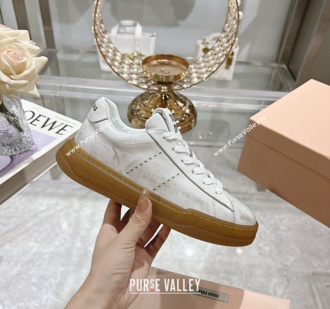 Miu Miu Bleached Suede Sneakers White 2024 081308 (MD-240813088)