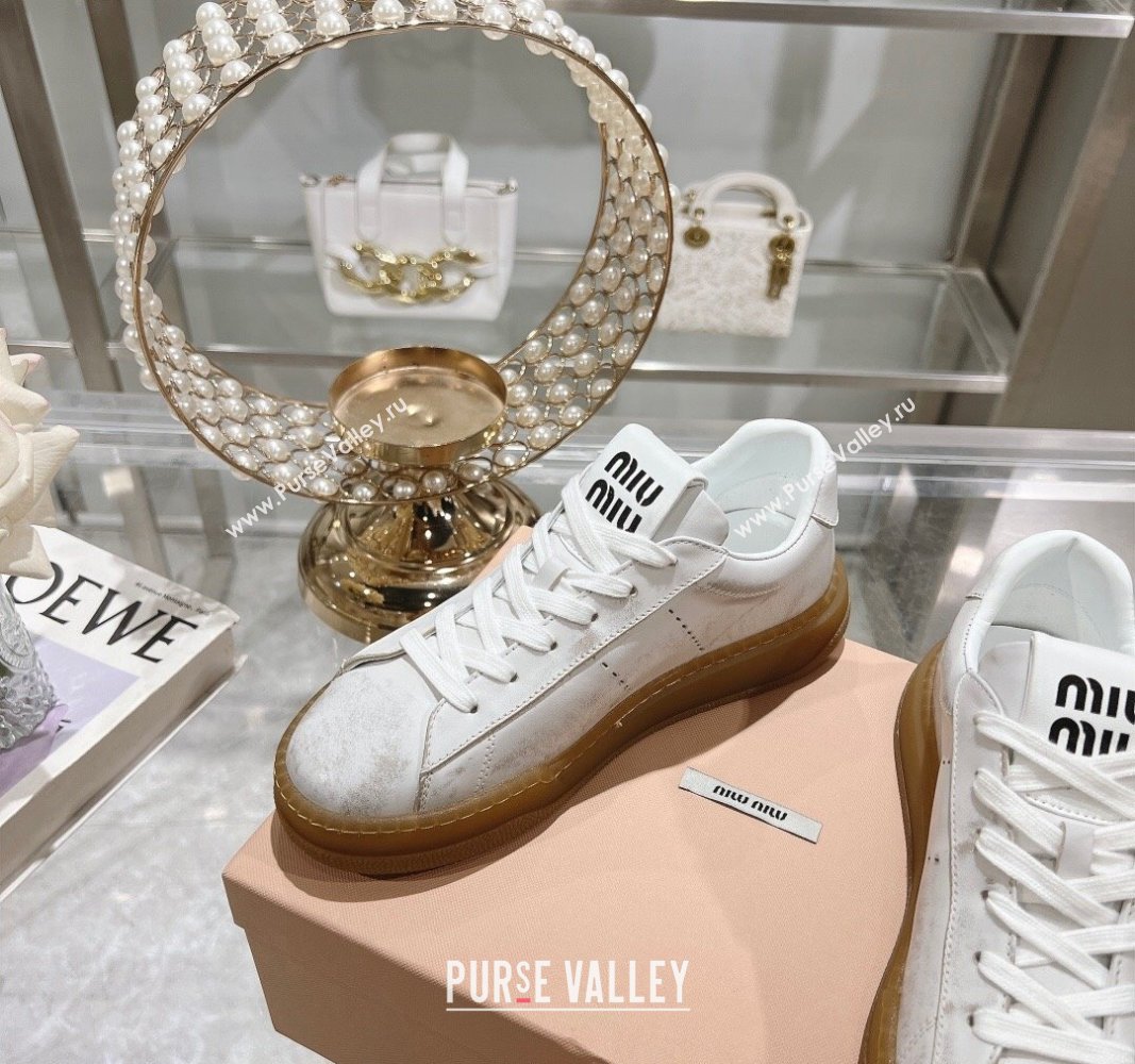 Miu Miu Bleached Suede Sneakers White 2024 081308 (MD-240813088)