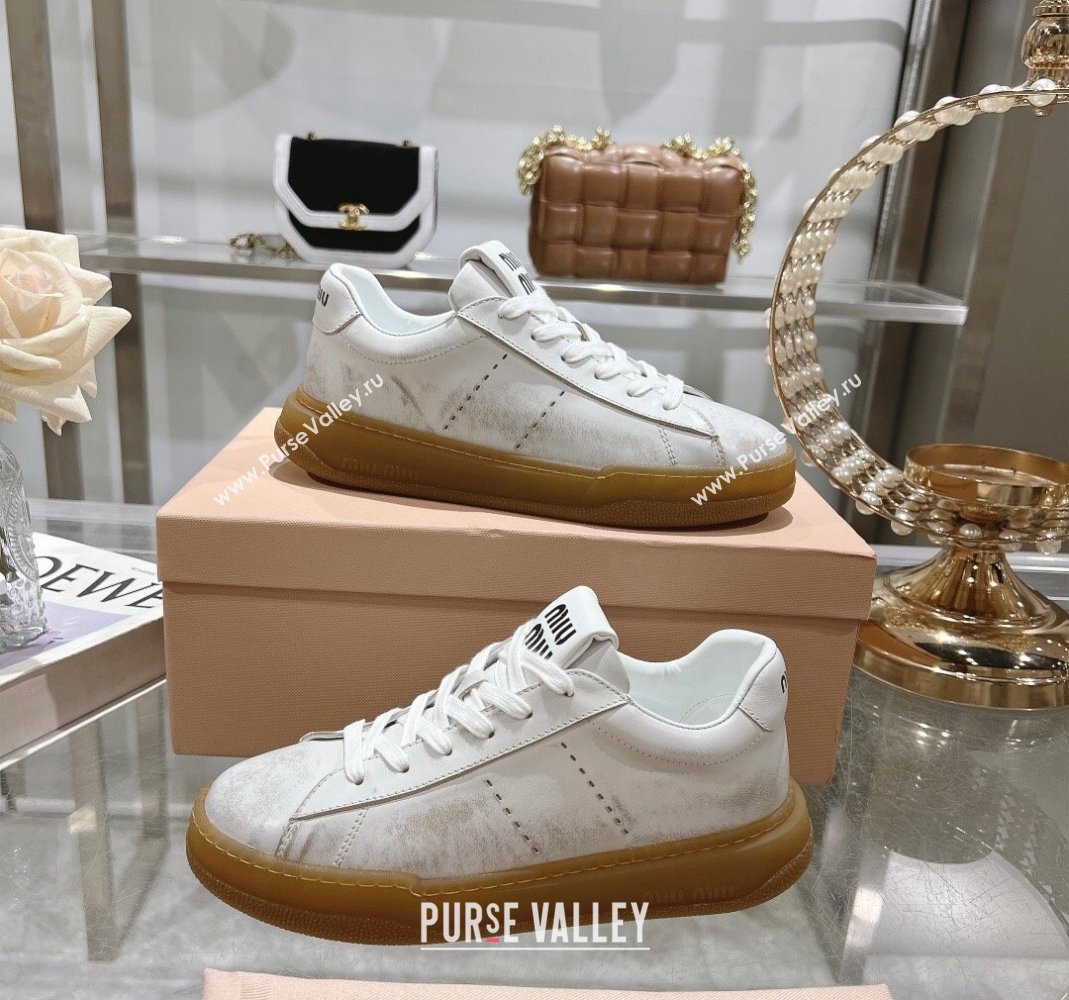 Miu Miu Bleached Suede Sneakers White 2024 081308 (MD-240813088)